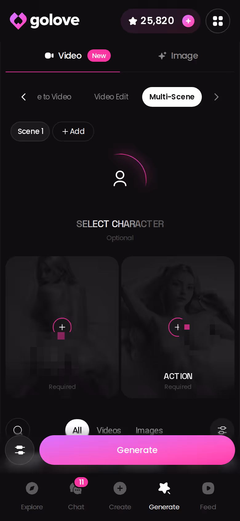 the same GoLove character rendered across several scenes on mobile